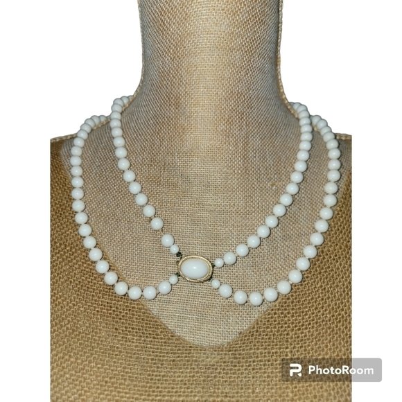 Vintage Faux Double Strand Beaded Necklace - Picture 1 of 7